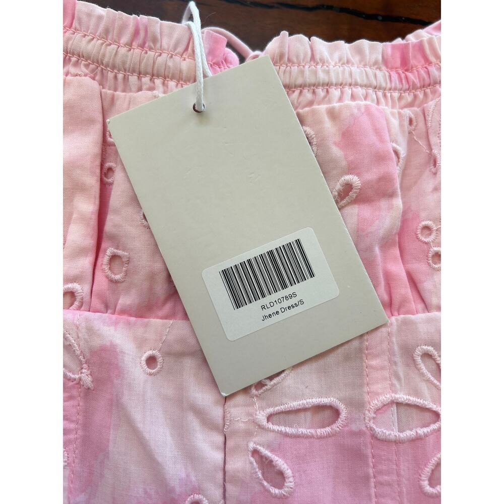 Sabo Luxe Jhene Midi Dress NWT Pink Eyelet Cloud Tie Dye Size 4 - Picture 8 of 9